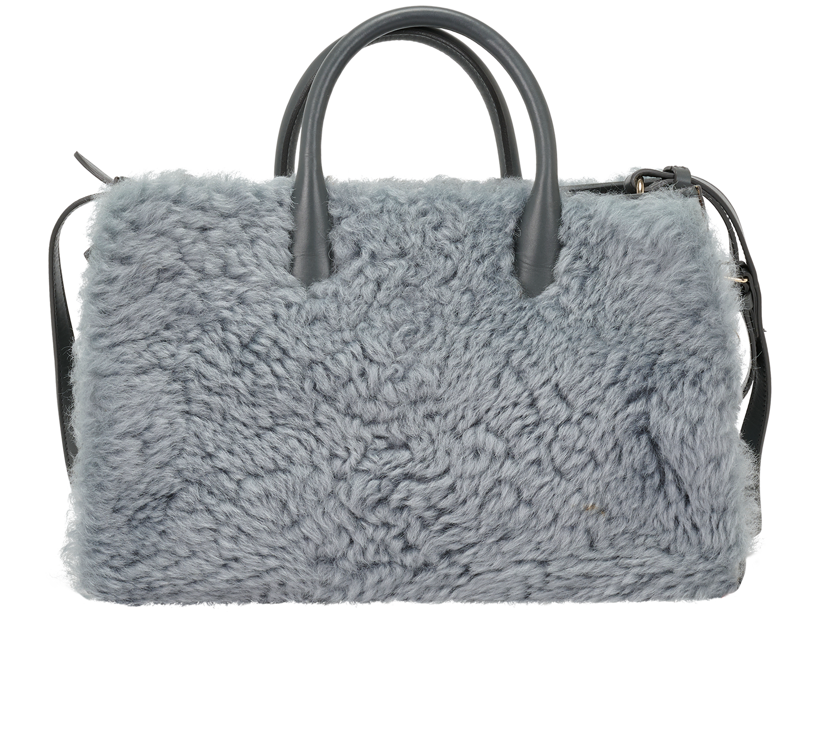 Shearling Tote, &pound;320, Handbags, Grey, Leather/Shearling, Back view